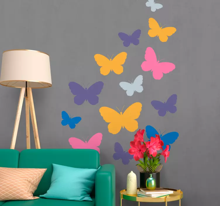 Wandtattoo Schmetterling bunt nach oben fliegen - TenStickers