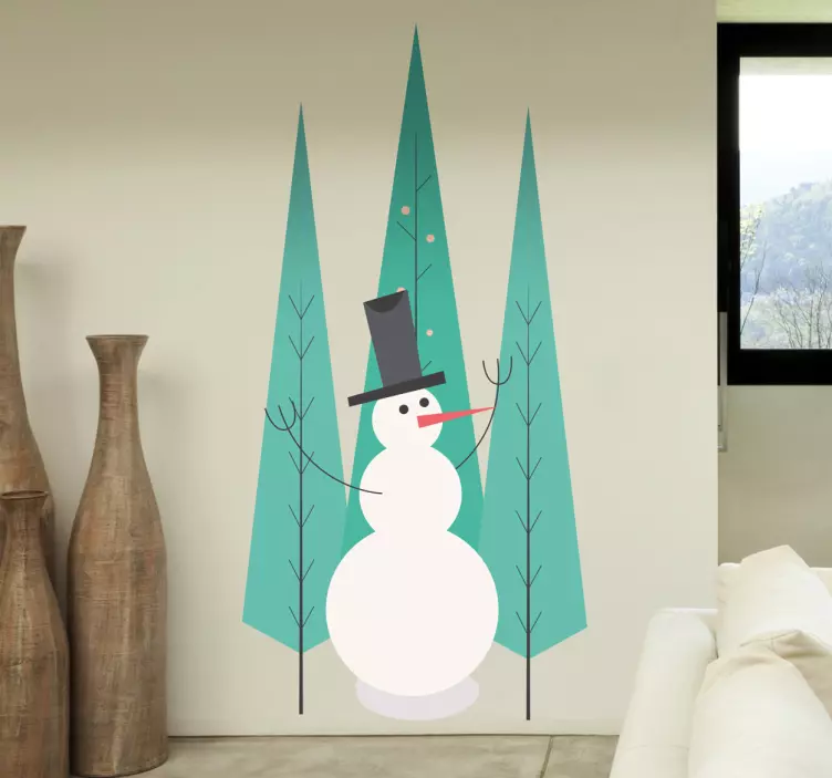 Wandtattoo Schneemann mit Bäumen - TenStickers