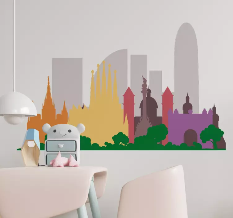 Wandtattoo stadt barcelona skyline silhouette - TenStickers