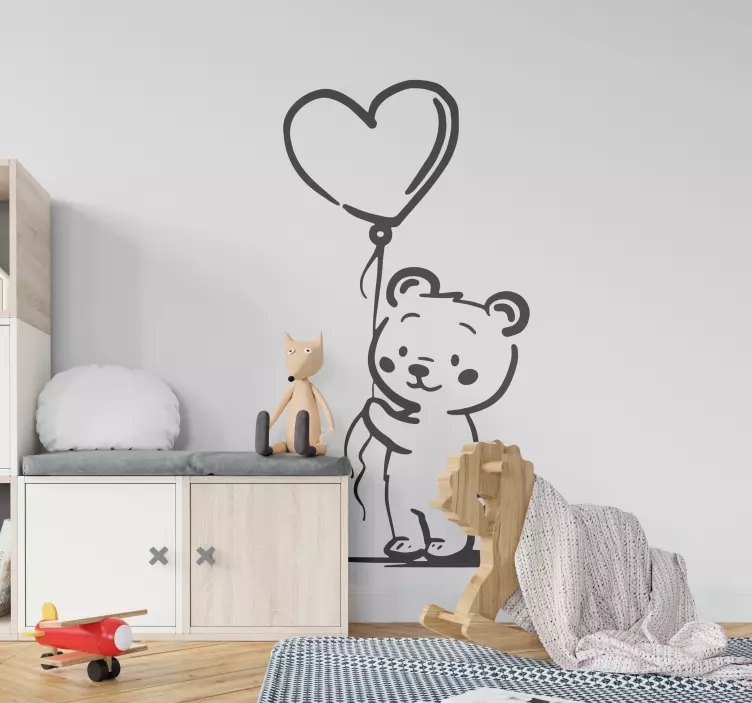 Wandtattoo Teddy mit Herz Zeichnung - TenStickers