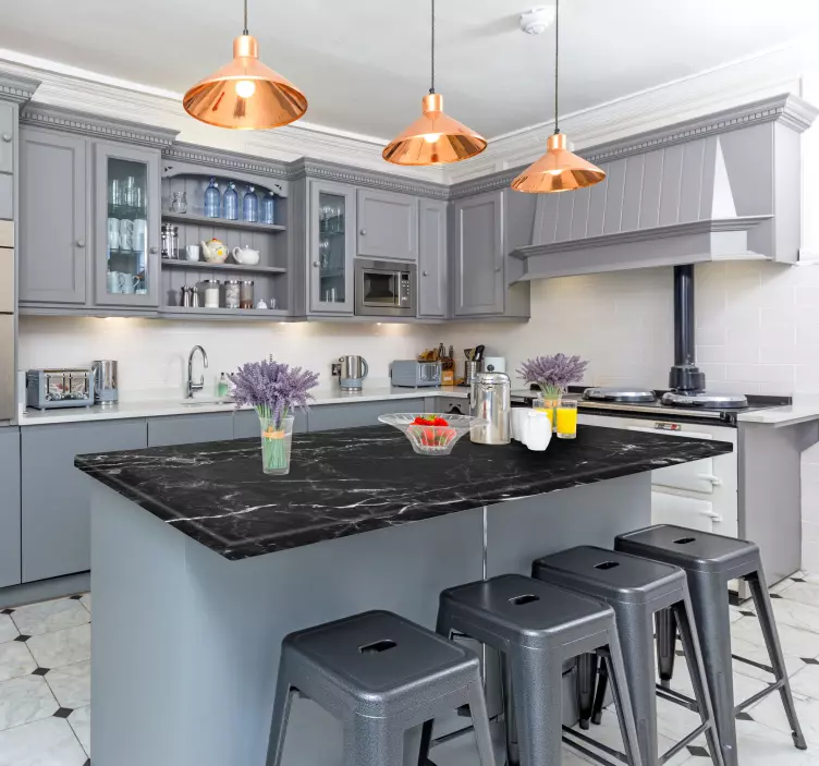 Wandtattoo Textur Marmor Schwarz Arbeitsplatte - TenStickers