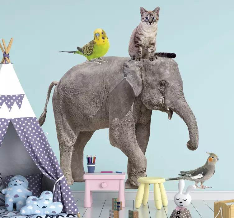 Wandtattoo Tiere verspieltes tiertrio - TenStickers