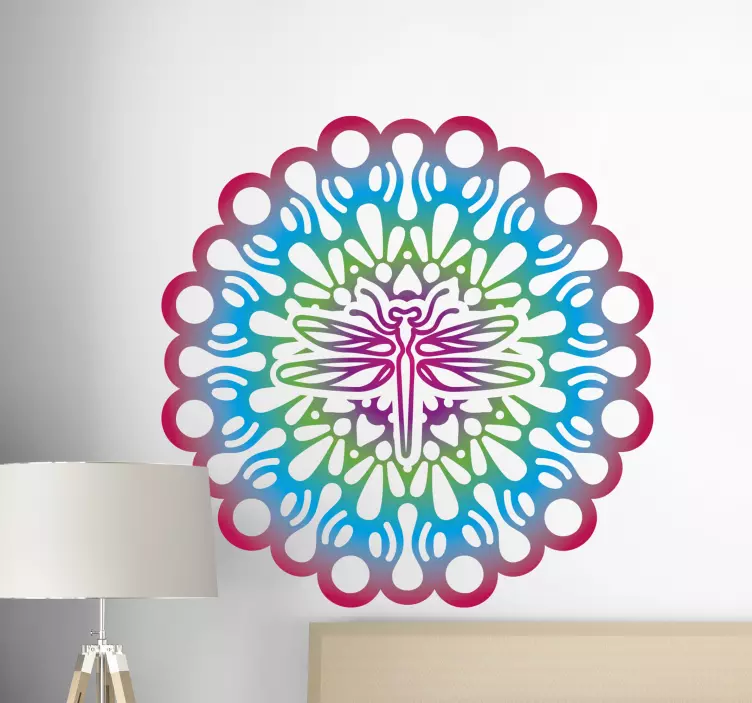 Wandtattoo Vögel buntes libellen-mandala - TenStickers