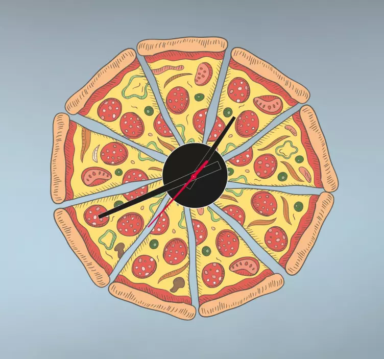 Wandtattoo Wanduhr Pizza - TenStickers