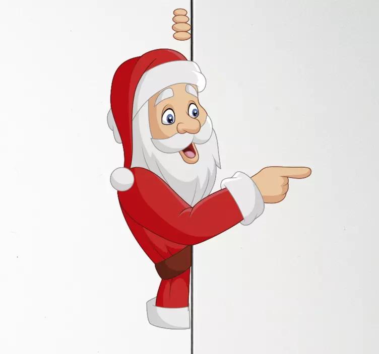 Sticker Weihnachten Halb versteckter weihnachtsmann - TenStickers