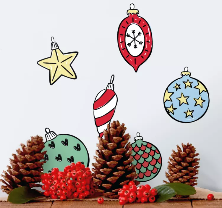 Sticker Weihnachten Satz von vintage weihnachtskugel - TenStickers