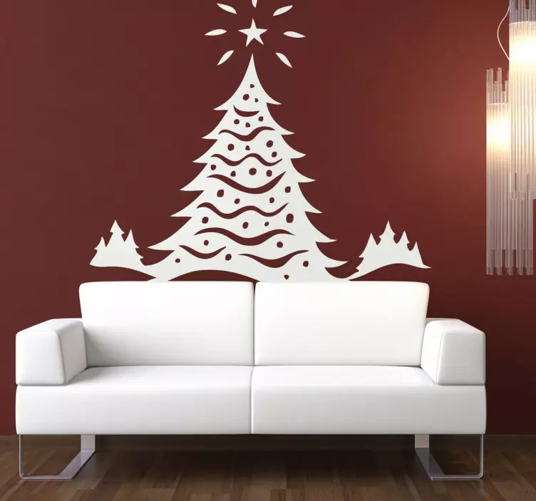Wandtattoo Weihnachtsbaum mit Stern - TenStickers