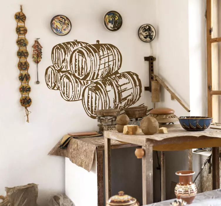 Wandtattoo Weinfässer - TenStickers