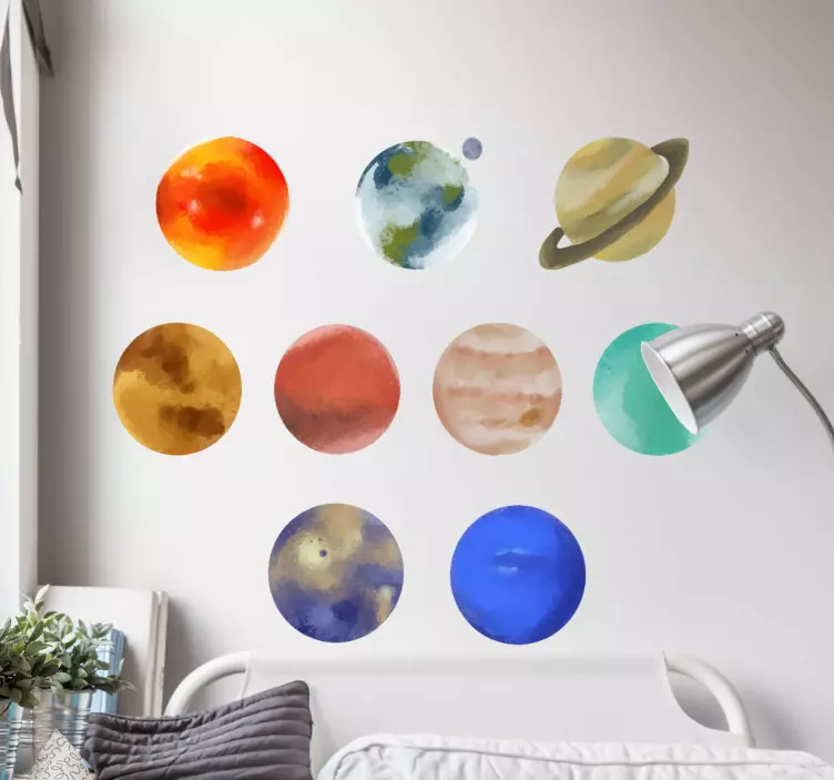 Wandtattoo welt aquarell sammlung planeten - TenStickers