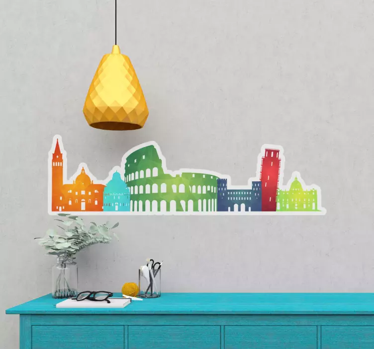 Wandtattoo Welt bunte skyline der stadt - TenStickers