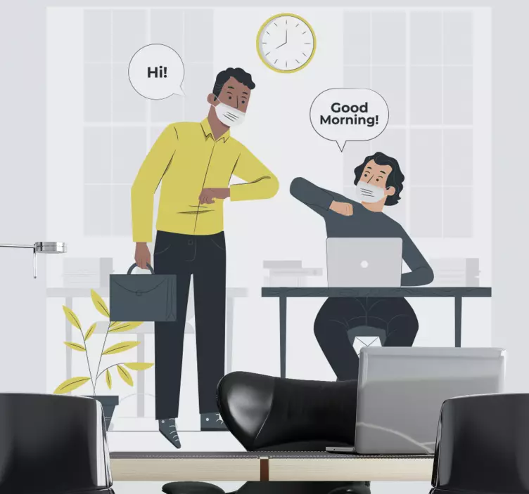 Wandtattoo welt büro morgen grüße - TenStickers