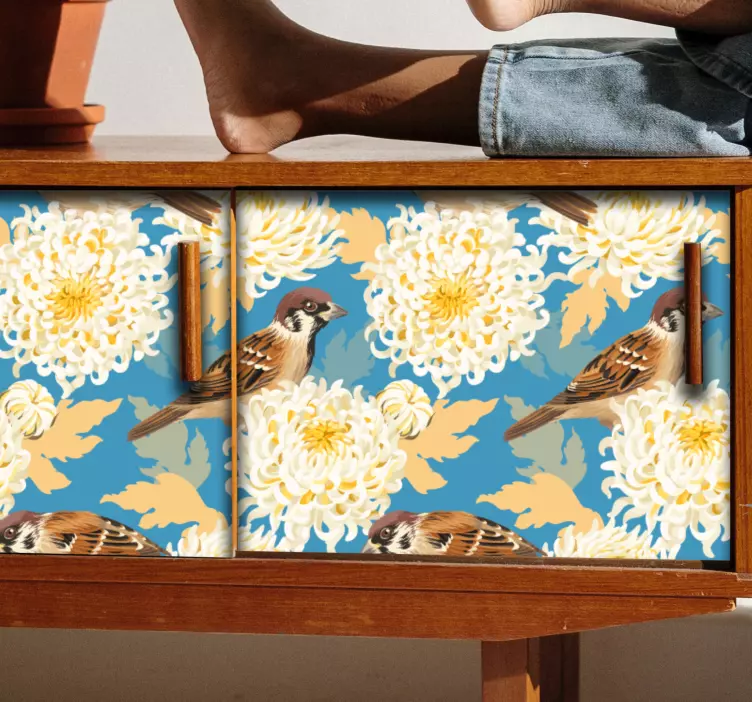 Möbelfolie chrysanthemenvögel - TenStickers