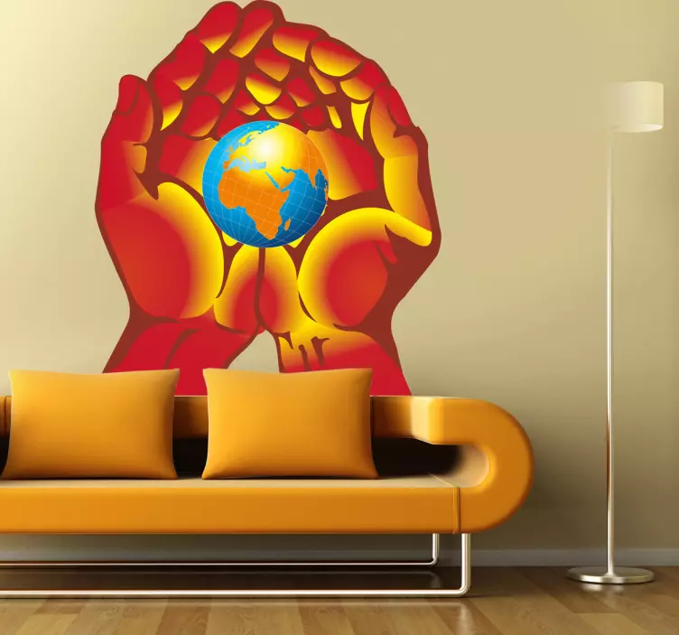 Wandtattoo Welt in den Händen - TenStickers