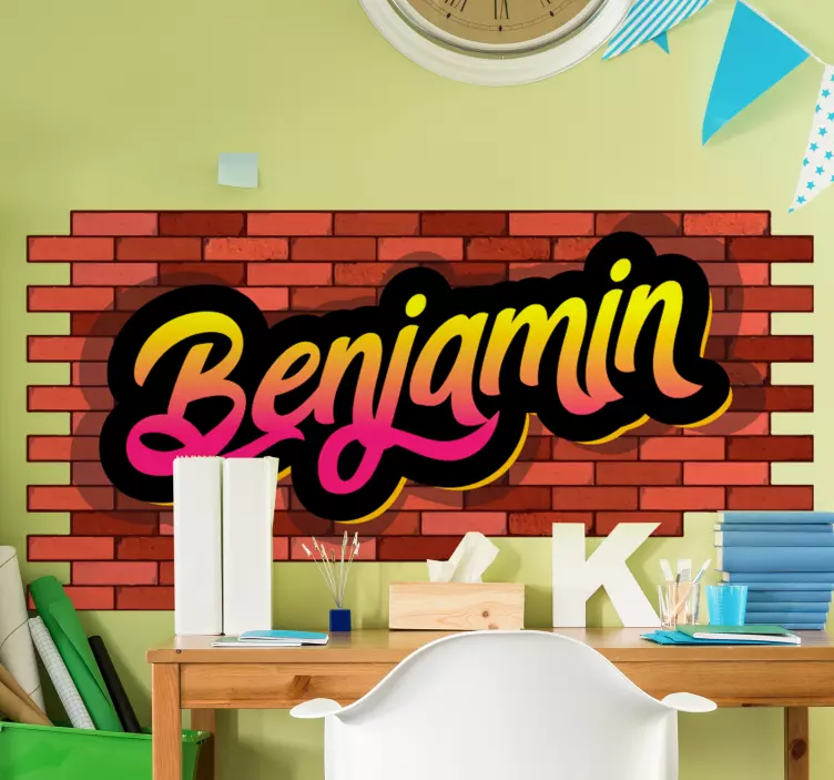 Wandtattoo welt mit individuellem namen - TenStickers