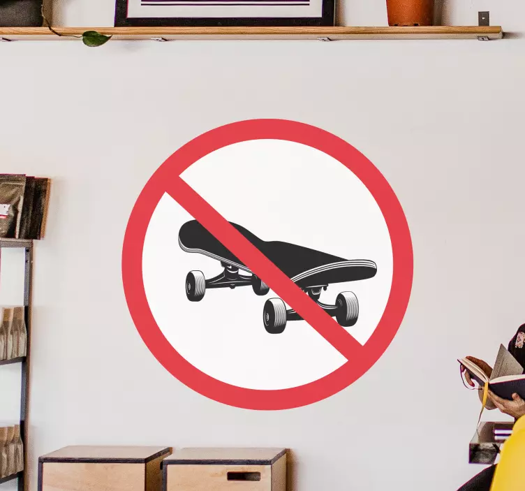 Wandtattoo welt verbotsschild skateboardfahren - TenStickers