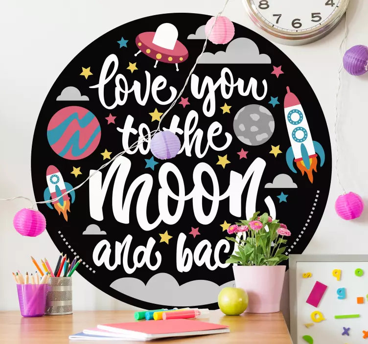 Wandtattoo Weltall liebe dich bis zum mond - TenStickers