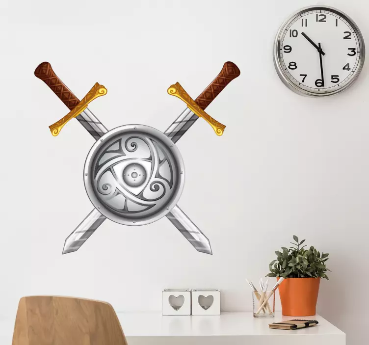 Wandtattoo Wikinger Schild und Schwert - TenStickers