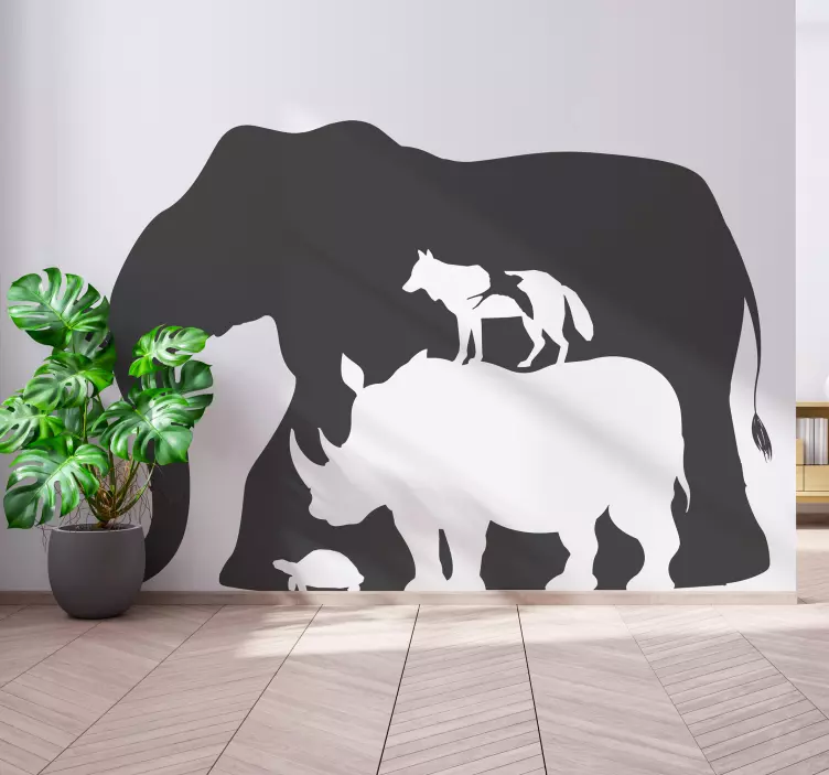 Wandtattoo Tier Elefant Umrisse - TenStickers