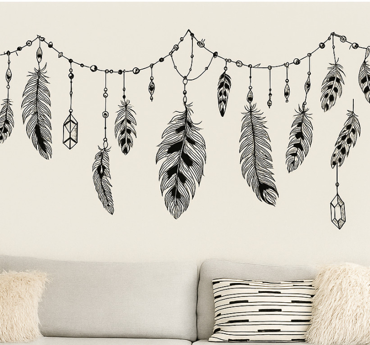 Wandtattoo Wohnzimmer böhmische boho-federn - TenStickers