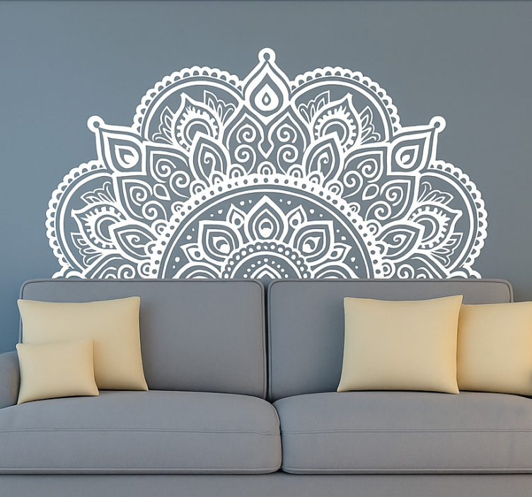 Wandtattoo Wohnzimmer halbes mandala-design - TenStickers