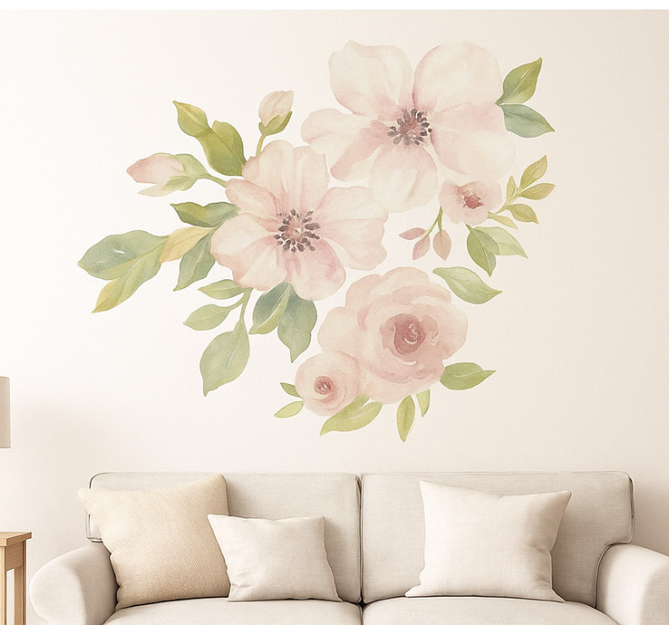 Wandtattoo Wohnzimmer magnolie in aquarell - TenStickers