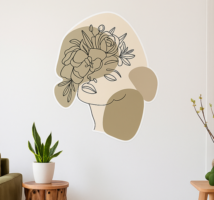 Wandtattoo Wohnzimmer minimalistisches gesichtsdesign - TenStickers