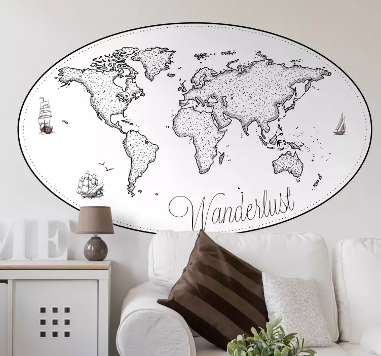Wandtattoo Wanderlust Weltkarte - TenStickers