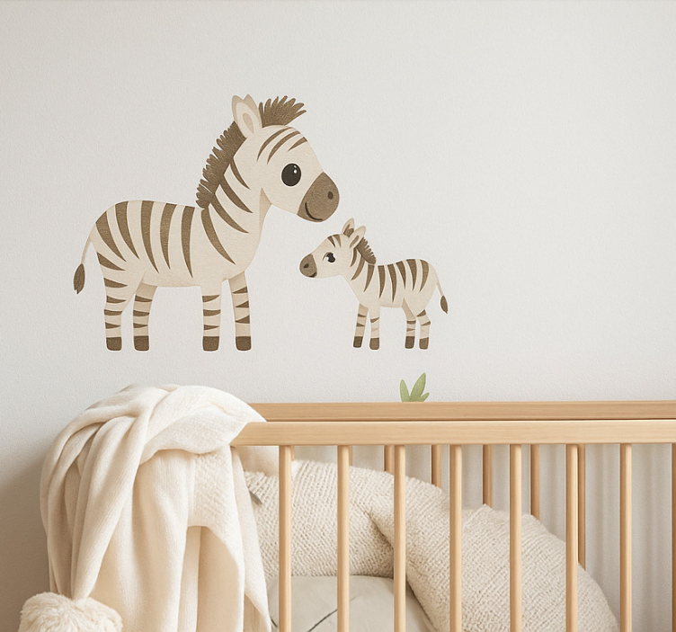 Wandtattoo Zeichnung mutter und kind zebra - TenStickers