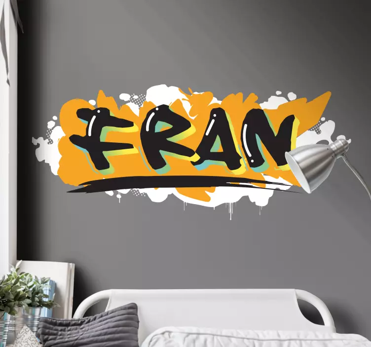 Wandtattoo Jugendzimmer orangefarbener graffiti-name - TenStickers