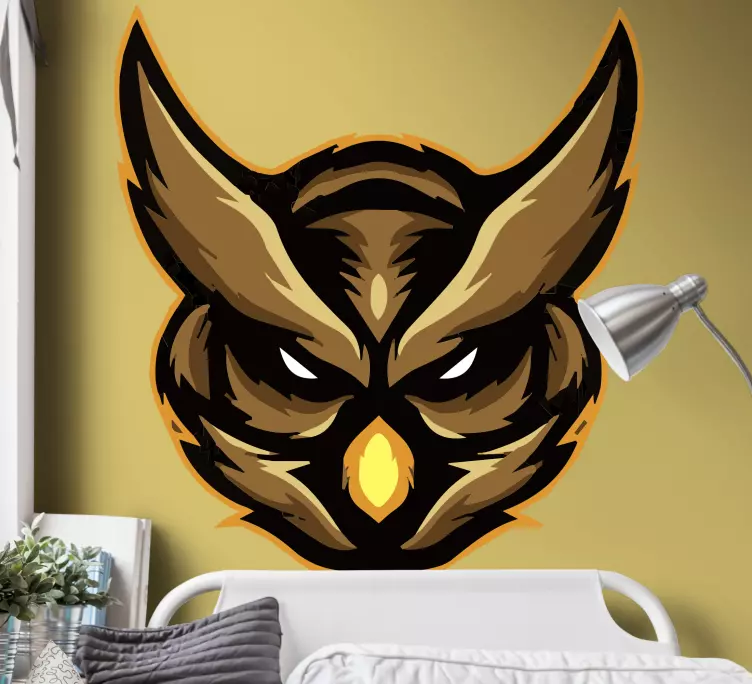 Wandtattoo Jugendzimmer Wütendes braunes eulengesicht - TenStickers