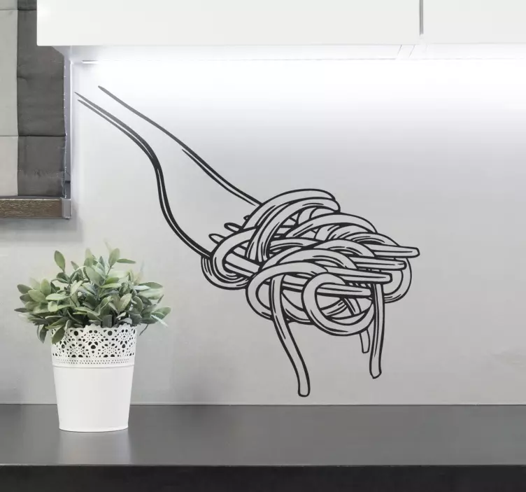 Wandtattoo Küche Spaghetti gabel gravur stil - TenStickers
