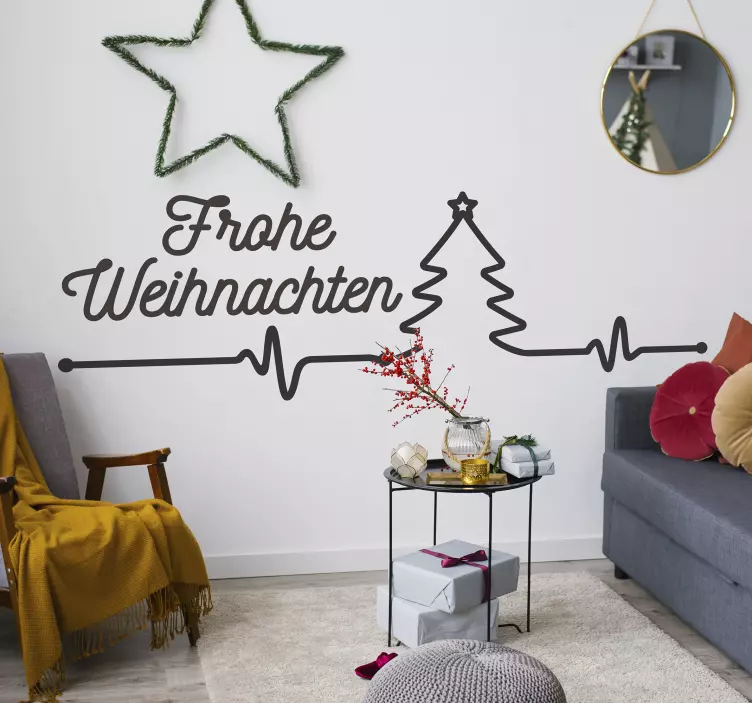 Weihnachtsaufkleber Herzschlag Text - TenStickers