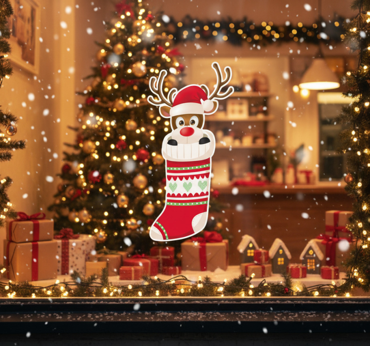 Weihnachtssticker rentierstrumpf - TenStickers