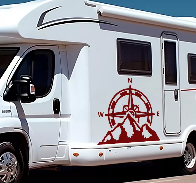 Wohnmobil Aufkleber Kompass und Berge - TenStickers