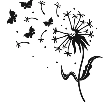 Wandtattoo Schlafzimmer löwenzahn und schmetterlinge - TenStickers