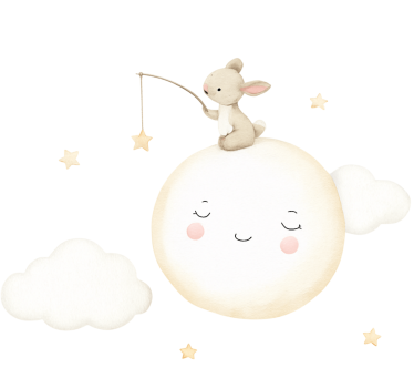 Wandtattoo Kinderzimmer kaninchen auf dem mond - TenStickers