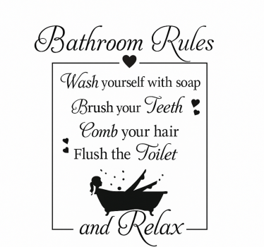 Wandtattoo Badezimmer regeln und frau in der badewanne - TenStickers
