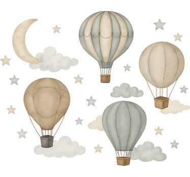 Wandtattoo Kinderzimmer beige sternenballons - TenStickers