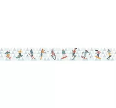Wandtattoo Sport Skifahrer Bordüre - TenStickers