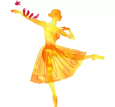 Aquarell ballerina mit vögeln wandtattoo - TenStickers