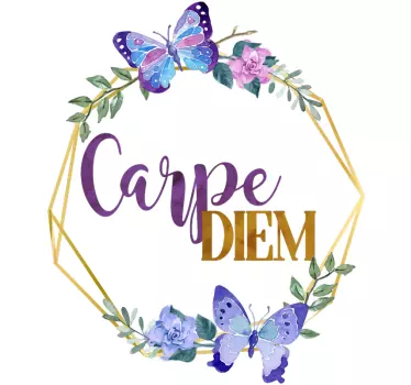 Aufkleber Motivationsspruch Carpe Diem Schmetterling - TenStickers
