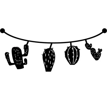 Wandtattoo Blumen Kaktus Girlande - TenStickers