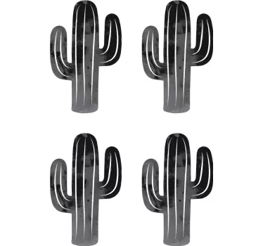 Wandtattoo Ranke Pflanze Schwarz-weiß Kaktus - TenStickers