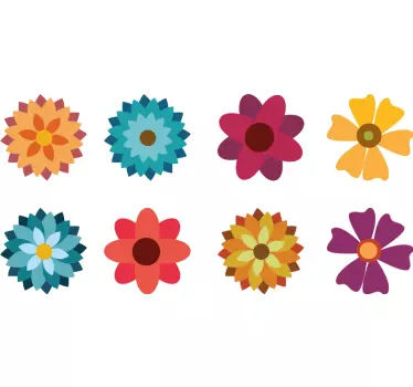 Mehrfarbiger Blumen Autoaufkleber - TenStickers