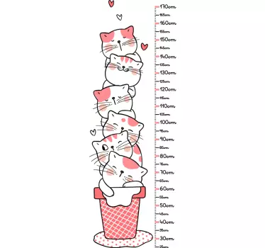 Rosa Kätzchen Messlatte Aufkleber - TenStickers