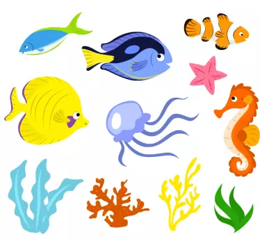 Meerestiere Wandtattoo Badezimmer - TenStickers