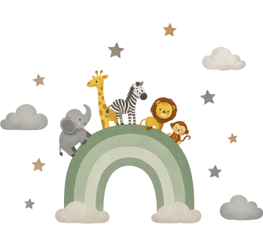 Wandtattoo kinderzimmer tierische regenbogenabenteuer - TenStickers