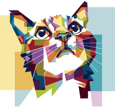 Bunte geometrische Katze Wandtattoo - TenStickers