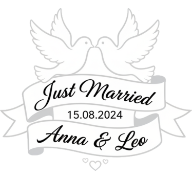 Autoaufkleber "gerade verheiratet" liebesturteltauben - TenStickers