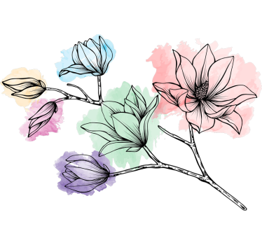 Pastell Magnolie Blume Wandtattoo - TenStickers